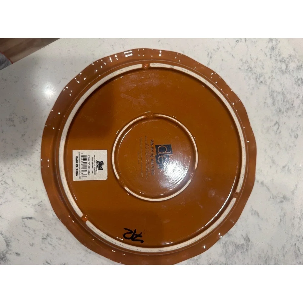 DEI The Best Pecan Pie Recipe Ceramic Pie Dish Scalloped Edge Brown Cream 10in